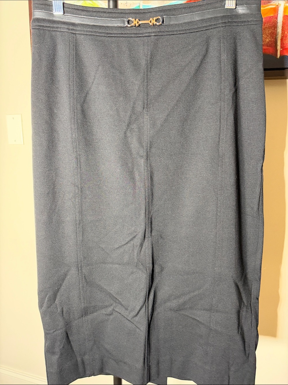 Talbots Black Pencil Skirt with Gold Waist Accent